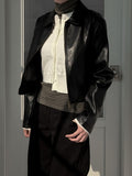 Glossy leather crop jacket