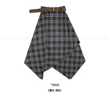 [BELT SET] FLOW PLAID CHECK SKIRT