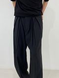 Pleated multi-tuck long wide slacks trouser