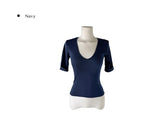 Keating Ribbed Roll-Up Slim V-Neck Three Quarter T-Shirt