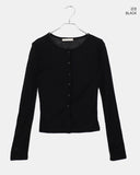 Amu See-through Ribbed Long Sleeve Cardigan