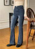 Chevind Washing Bootcut Denim Pants