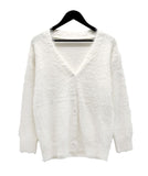 Loose-fit V-neck fur cardigan