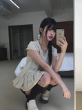 Putting Balloon Short Sleeve Cap Sleeve Blouse