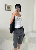 BUTTON CAPRI PANTS