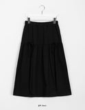 [BAONHAUS] Relia Shirring Ribbon Banding Long Skirt