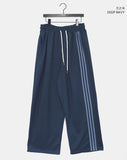 Kinda Track Snap Button Wide Long Training Pants