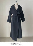Scone High Neck Shawl Collar Handmade Long Coat (Strap Set)
