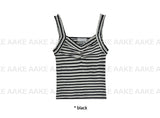 STRIPE FRILL SLEEVELESS