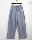 Tapo diagonal line cut washing long wide denim pants