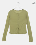 Amu See-through Ribbed Long Sleeve Cardigan