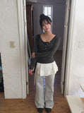 Rube Stripe V-Neck Button Long Sleeve T-Shirt