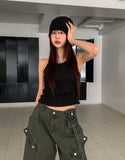 [U-BASIC] Cerandi Ribbed Y Mango Sleeveless