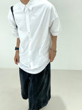 Vintage Washing Rinkle Wide Black Half Denim