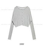 [U-BASIC] See-through Linen Ribbed Crop Cardigan