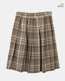 Siha Pleated Midi Check Skirt