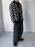 Mohair Checker Knit Zip-Up