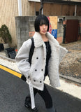 (3oz Quilting) FUR-COLLAR DOUBLE SHORT COAT