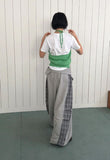 BUTTON HALTER KNIT TOP