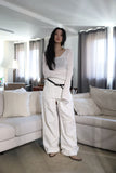 Textured Net Long Slim Knit Top