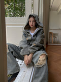 Damage Two Way Denim Hooded Jacket