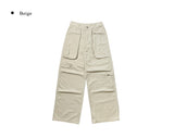 Kens Big Pocket Zipper Cargo Wide Pintuck Pants