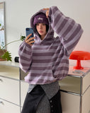 EYELET STRIPE FLEECE HOODIE