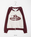 [BAONHAUS] Printed Color Raglan Hood Zip-Up