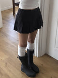 Laugh Pleats Denim Mini Skirt Pants