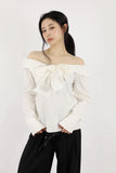 Ribbon off cotton blouse