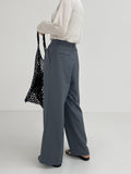 Cooling silhouette two-tuck wide slacks