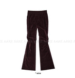 VELVET SHIRRING BOOTCUT PANTS