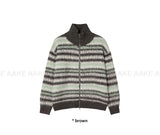 HAIRY STRIPE KNIT ZIP-UP