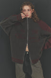 [2-WAY] Curved Block Knit Zip-Up