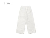 Nere Rivet Side Slit Wide Cotton Pants