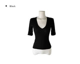 Keating Ribbed Roll-Up Slim V-Neck Three Quarter T-Shirt