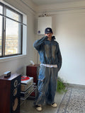 Dirty Sand Denim Hood Zip-Up