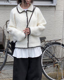 Tuen Color Matching Line Collar Knit Cardigan