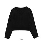 V-NECK CABLE CROP KNIT