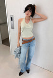 SHIRRING HALTER TOP