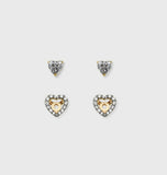 H Heart Silver Stone 2WAY Earring