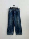 Blank wide wrinkle washing denim pants