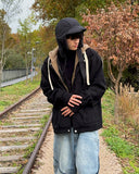 Corduroy layered hoodie jacket