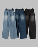 Brush pin tuck wide jeans