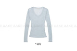SHEER V-NECK LONGSLEEVE