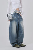 Embo washed over denim pants