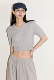 Verso v-neck crop short sleeve knit