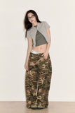 Camo ripstop side folding wide pants