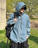 Linf hooded denim shirt