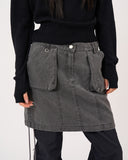 Denim solid pocket mini skirt